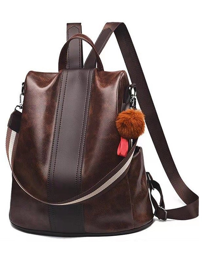 Backpack Purse for Women Soft PU Leather Anti-theft Rucksack Lightweight Hangbags Shoulder Bag for Women and Lady brown. - Image 1